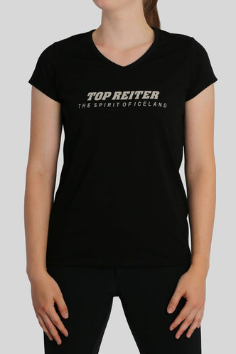 T-Shirt "TR", V-neck, schwarz von Top Reiter